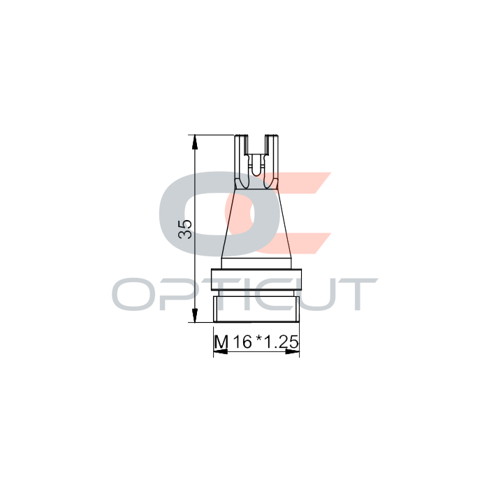 Сопло L=35мм M16*1,25 с подачей проволоки (Внешний угол)
